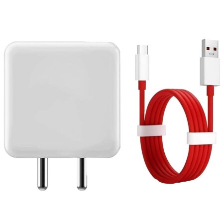 Kratos 65W Fast Charger Adapter & USB-A to Type C Cable Combo, Compatible with OnePlus, Realme, Xiaomi, Redmi, Oppo, Vivo & Other Smartphones, Type C Charger Supports Dash, Warp, Vooc,SuperVooc, (65W adapter + USB-A to C cable + White and Red | 25W adapter + Blue | 25W adapter + Green| 25W adapter + Pink | 45W adapter + cable + Black)