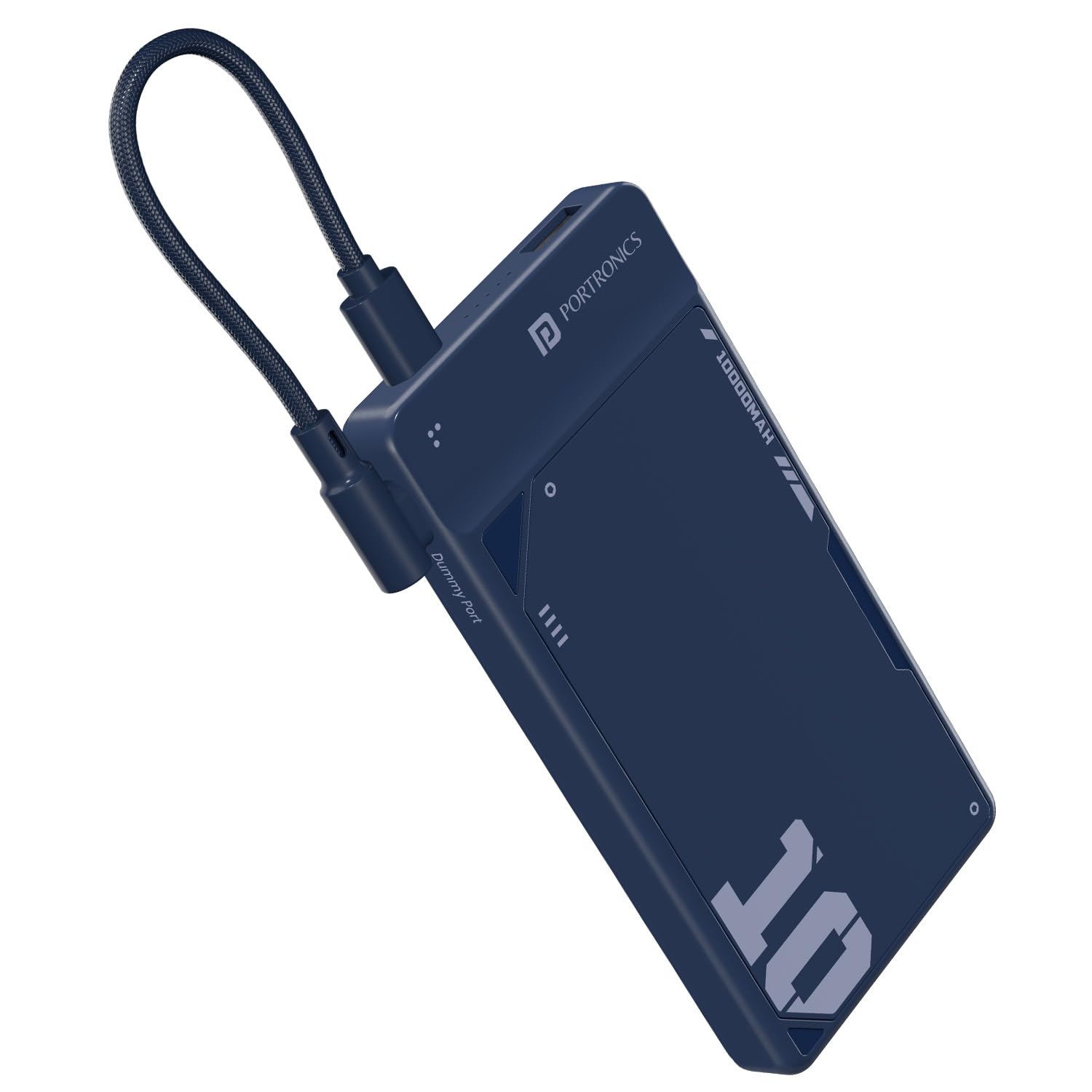 Portronics Luxcell Uno 10K 10000 mAh 22.5W Fast Charging Power Bank with Detachable Type C Cable, Ultra Slim Power Bank with Mach USB-A Output, Type C PD Output, Type C Input, Wake Up Button(Black | Blue | Mocha) - Image 3