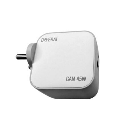 DeperAI 45W Dual Port GaN III Fast Charger A+C - MFi Certified, PD3.0 & UFCS Support iPhone, iPad, Android Devices (White and Grey) (Upgrade)