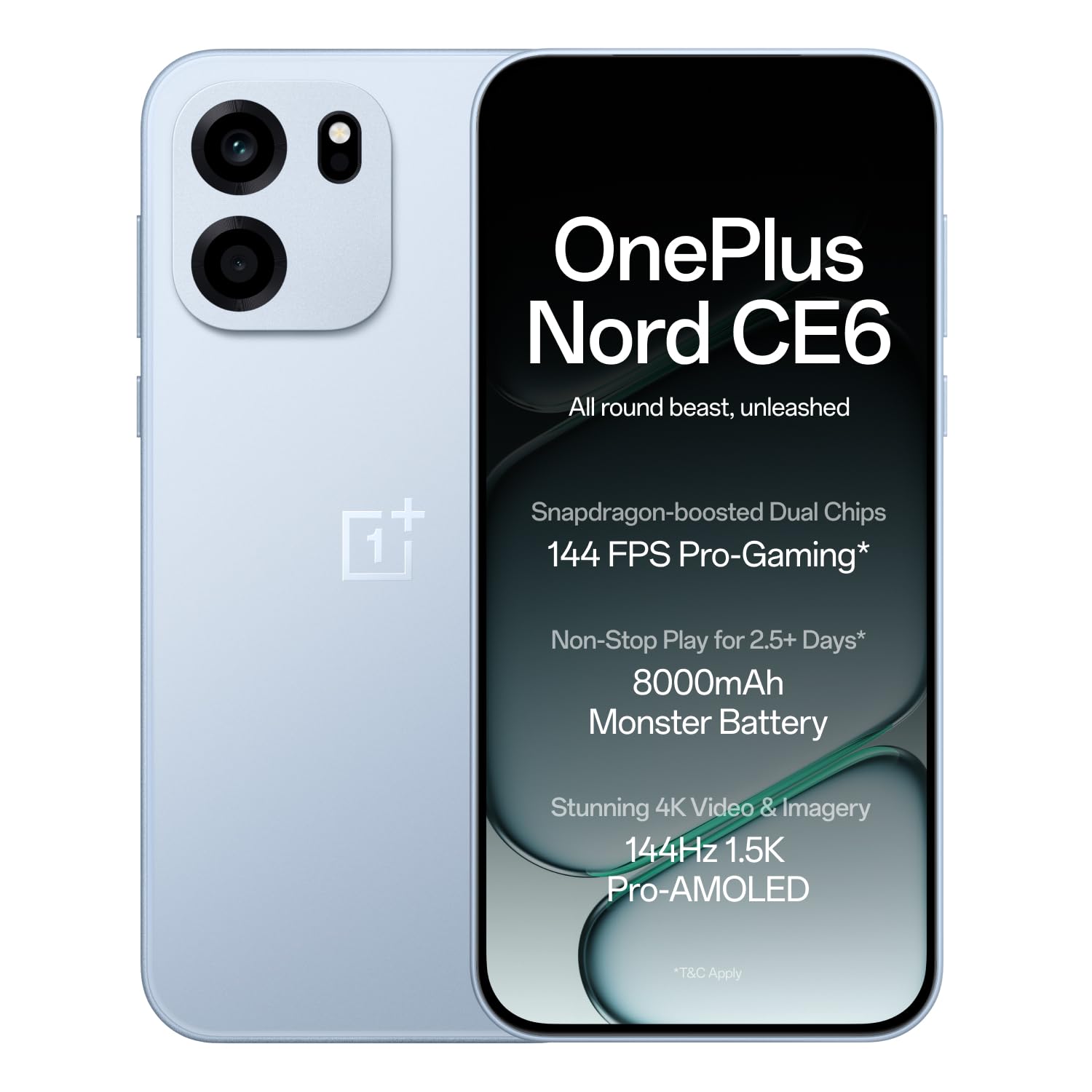 OnePlus Nord CE6 | 8GB+128GB | Lunar Pearl | Snapdragon 7s Gen 4 | Segment's Fastest Touch Response | 8000mAh Battery | 144Hz 1.5K AMOLED Display | 50MP Main + 32MP Selfie 4K Cameras | IP66,68,69,69K (Upgrade) - Image 3