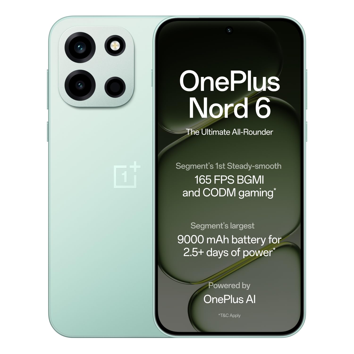 OnePlus Nord 6 | 12GB+256GB | Pitch Black | Snapdragon 8s Gen 4 | Segment's First Stable 165FPS Gaming | Segment's Largest 9000mAh Battery | Most Complete IP Rating | Personalized AI (Pitch Black | Fresh Mint | Quick Silver)