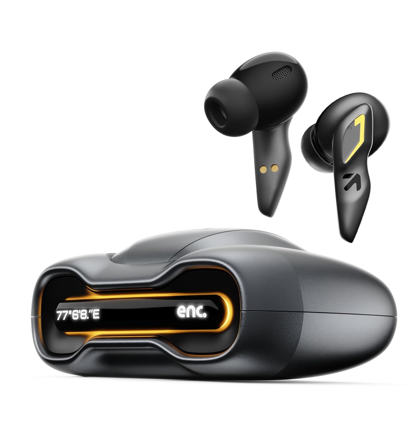 GOBOULT Astra Truly Wireless in Ear Earbuds with 48H Playtime, Built-in App Support, 45ms Low Latency Gaming, 4 Mics ENC, Breathing LEDs,13mm Bass Drivers, TWS Ear Buds (Smoky Metal | Black Gloss | White Opal | Powder Blue)