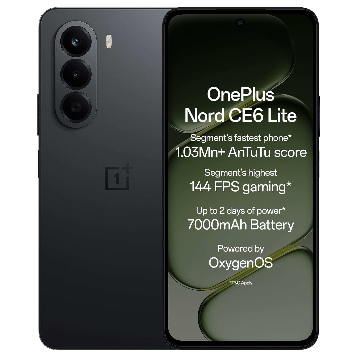 OnePlus Nord CE6 Lite | 8GB+256GB | Segment's Fastest Dimensity 7400 Apex Processor | 7000mAh Battery | Segment's Highest 144Hz Refresh Rate | 50MP Main Camera, 4K Video Recording ( Hyper Black | Vivid Mint)