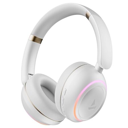 boAt Rockerz 480, RGB LEDs,6 Light Modes, 40mm Drivers,Beast Mode, 60H Battery, ENx Tech, Stream Ad Free Music via App Support, Bluetooth Headphones, Wireless Over Ear Headphone with Mic, (White Sabre | Black Sabre)