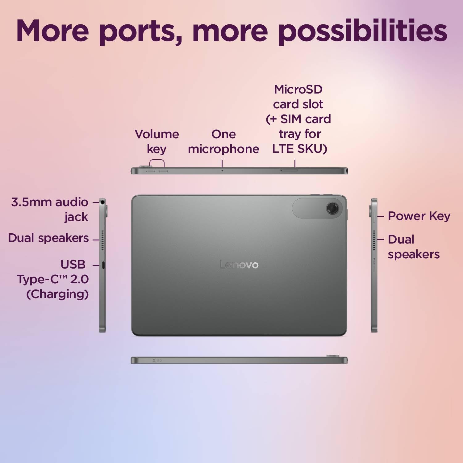 Lenovo Tab (Smartchoice) | 10.1 Inch Display| Wi-Fi Only| 4 GB RAM + 64 GB ROM (Expandable up to 1 TB)| Metal Body| Dual Speakers with Dolby Atmos| Android 14| Color, (Polar Blue | Grey) - Image 10