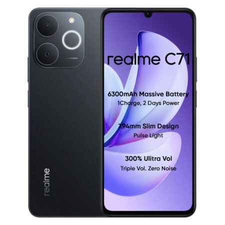 realme C71 4G Smartphone 6GB+128GB,6.745 inch Screen, 90Hz Eye Comfort Display, 6300mAh Battery, 37MP Cameras, Unisoc T7250 Chip, IP54, (Sea Blue |  Obsidian Black)