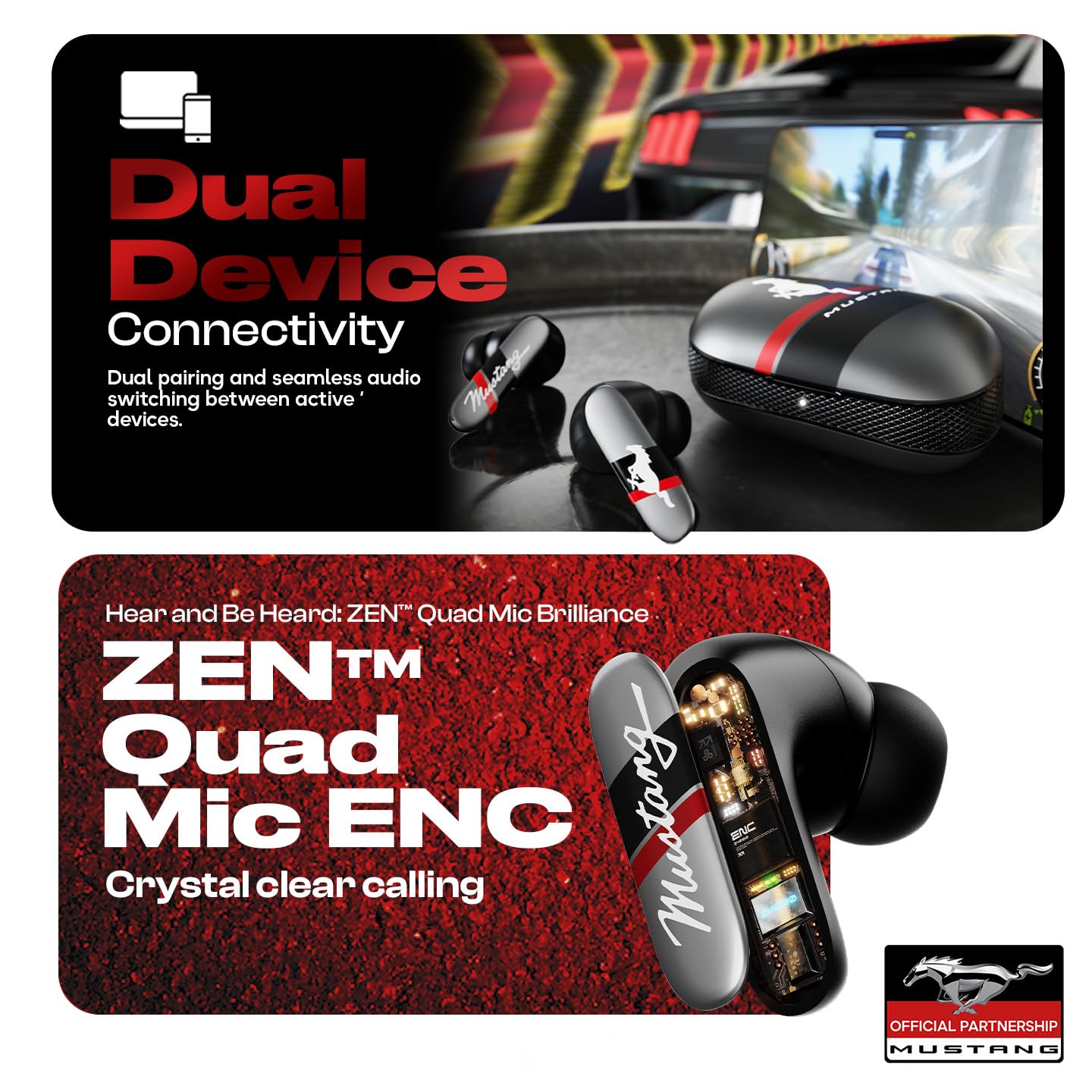 GOBOULT Mustang Dyno Earbuds with 60H Playtime, App Support, Dual Pairing, 4 Mics ENC, 45ms Low Latency, 13mm Drivers, Touch Controls, Made in India, IPX5 Ear Buds Wireless (Dyno Silver | Blue | Green | Silver | Yellow) (Upgrade) - Image 7