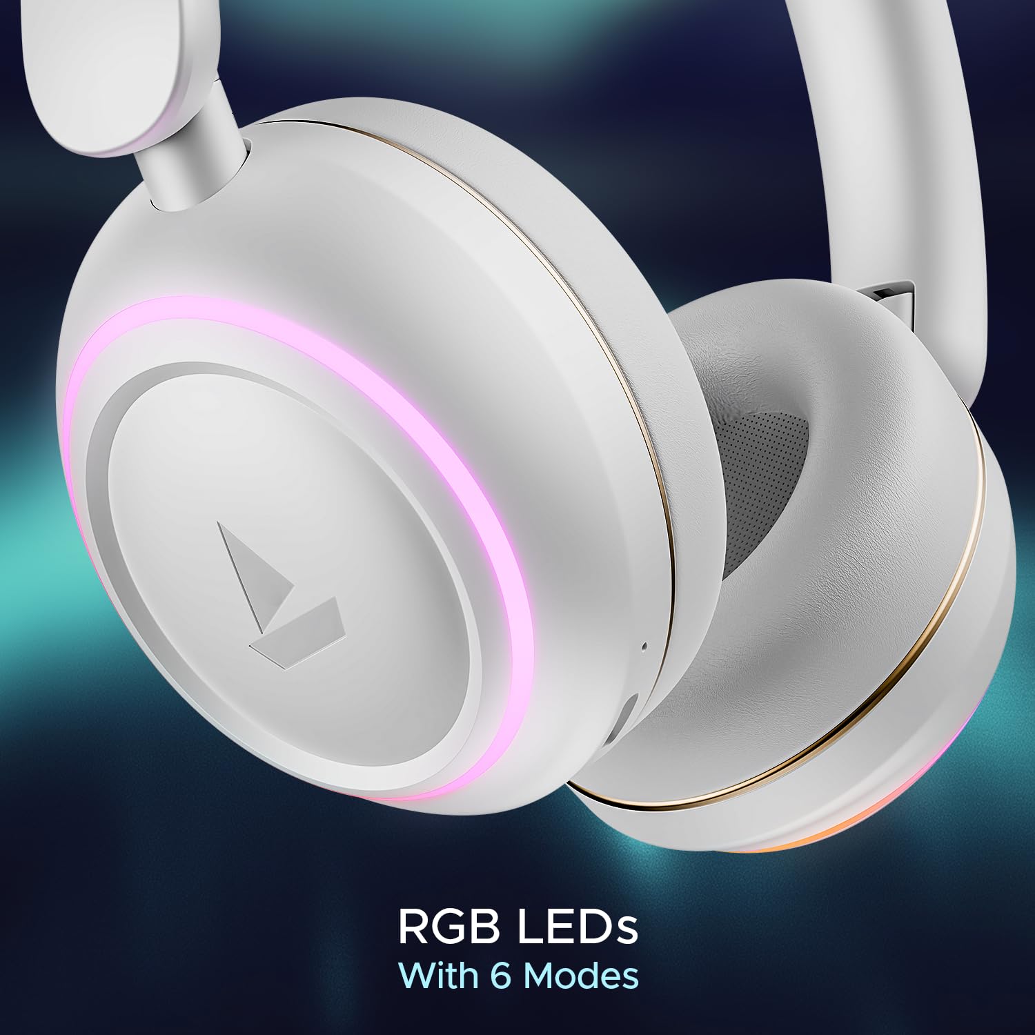 boAt Rockerz 480, RGB LEDs,6 Light Modes, 40mm Drivers,Beast Mode, 60H Battery, ENx Tech, Stream Ad Free Music via App Support, Bluetooth Headphones, Wireless Over Ear Headphone with Mic, (White Sabre | Black Sabre) - Image 7