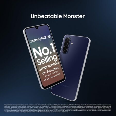 Samsung Galaxy M17 5G Mobile (Sapphire Black, 4GB RAM, 128GB Storage) | 50MP OIS Triple Camera | Gorilla Glass Victus | IP54 | 6 Gen OS Upgrades | AI | Gemini Live | Lag-Free Gaming | Without Charger (Upgrade)