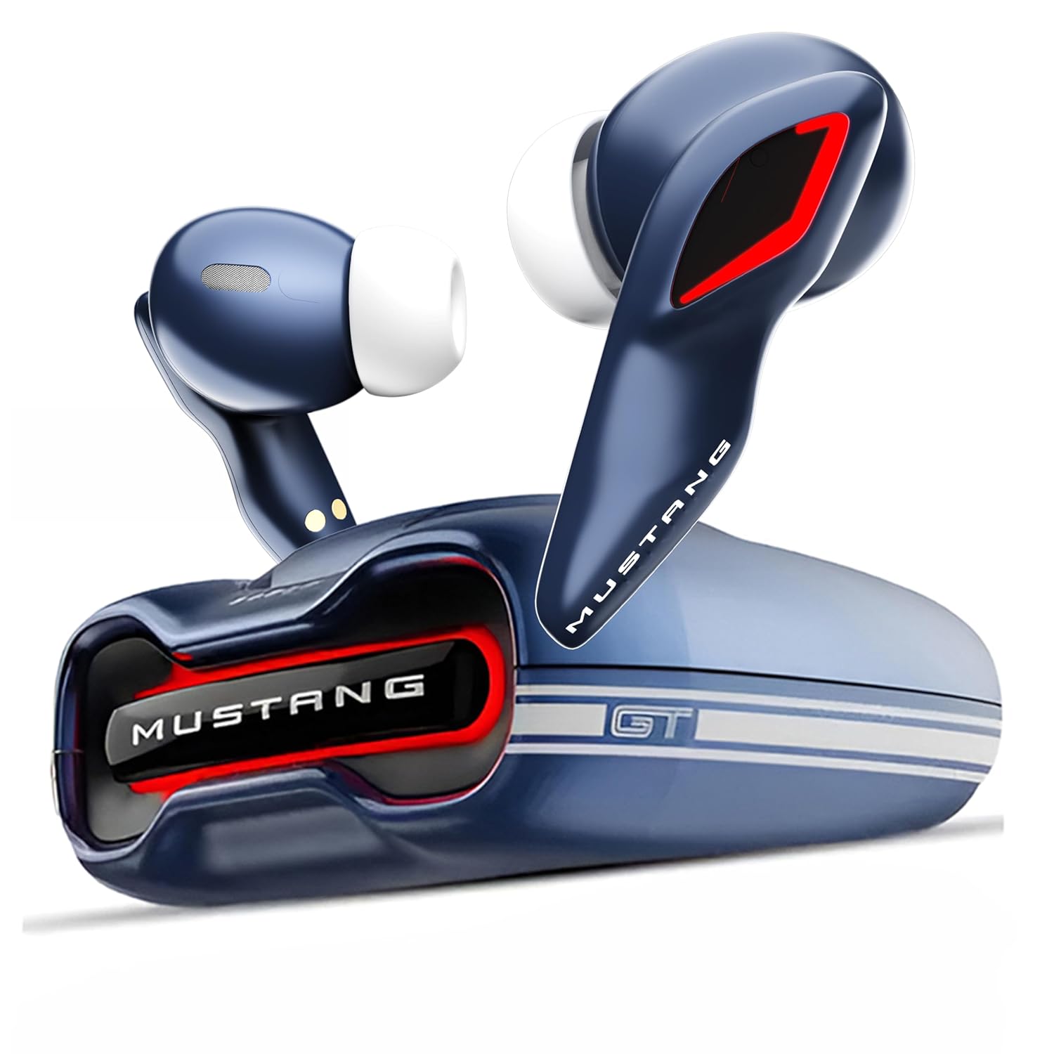 GOBOULT Mustang Dyno Earbuds with 60H Playtime, App Support, Dual Pairing, 4 Mics ENC, 45ms Low Latency, 13mm Drivers, Touch Controls, Made in India, IPX5 Ear Buds Wireless (Dyno Silver | Blue | Green | Silver | Yellow) (Upgrade) - Image 2
