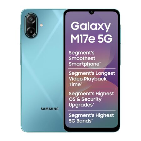 Samsung Galaxy M17e 5G Mobile (Vibe Violet, 4GB RAM, 128GB Storage) | Smoothest 120 Hz Refresh Rate| Monster 6000 mAh Battery | IP54 | 6 Gen OS Upgrades | AI | Gemini Live | Without Charger (Blitz Blue | Vibe Violet)