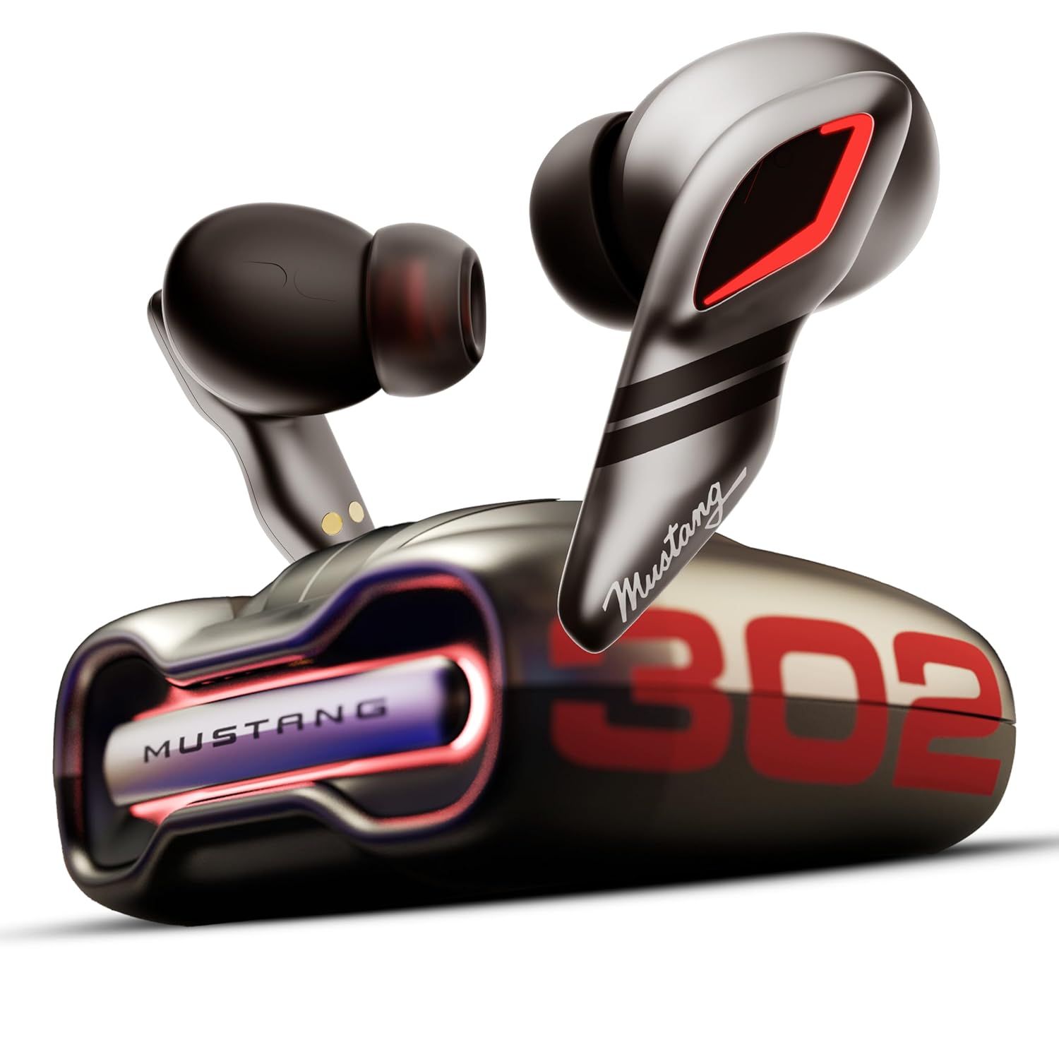 GOBOULT Mustang Dyno Earbuds with 60H Playtime, App Support, Dual Pairing, 4 Mics ENC, 45ms Low Latency, 13mm Drivers, Touch Controls, Made in India, IPX5 Ear Buds Wireless (Dyno Silver | Blue | Green | Silver | Yellow) (Upgrade) - Image 3