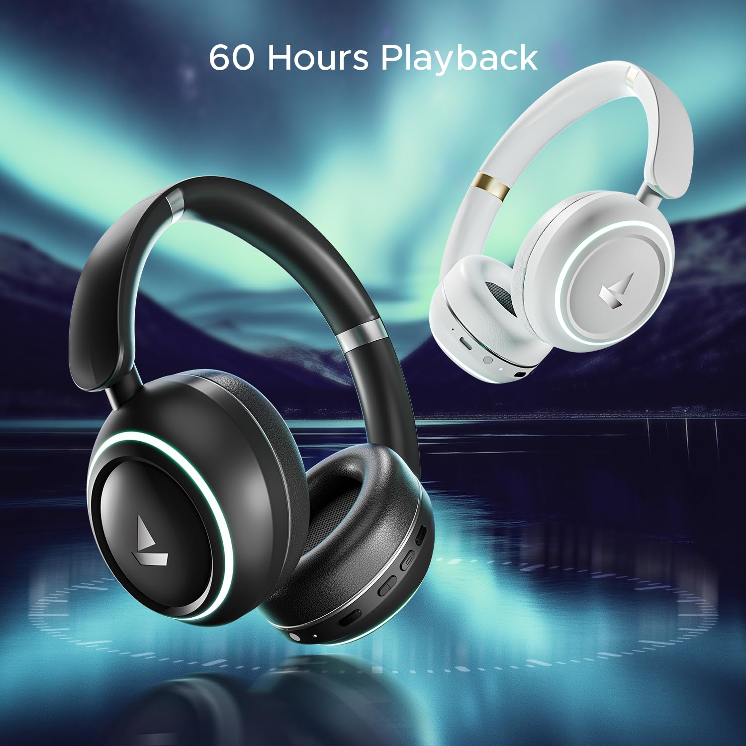 boAt Rockerz 480, RGB LEDs,6 Light Modes, 40mm Drivers,Beast Mode, 60H Battery, ENx Tech, Stream Ad Free Music via App Support, Bluetooth Headphones, Wireless Over Ear Headphone with Mic, (White Sabre | Black Sabre) - Image 6