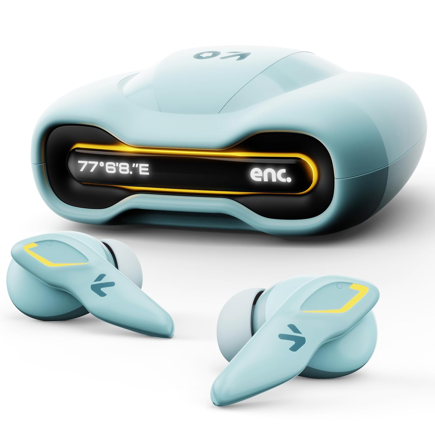 GOBOULT Astra Truly Wireless in Ear Earbuds with 48H Playtime, Built-in App Support, 45ms Low Latency Gaming, 4 Mics ENC, Breathing LEDs,13mm Bass Drivers, TWS Ear Buds (Smoky Metal | Black Gloss | White Opal | Powder Blue) - Image 5