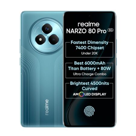 realme NARZO 80 Pro 5G (Speed Silver,8GB+128GB) | Segment's 1st MediaTek Dimensity 7400 Chipset | 6000mAh Titan Battery + 80W Ultra Charge | 4500nits HyperGlow Esports Display | IP69 Waterproof (Upgrade)