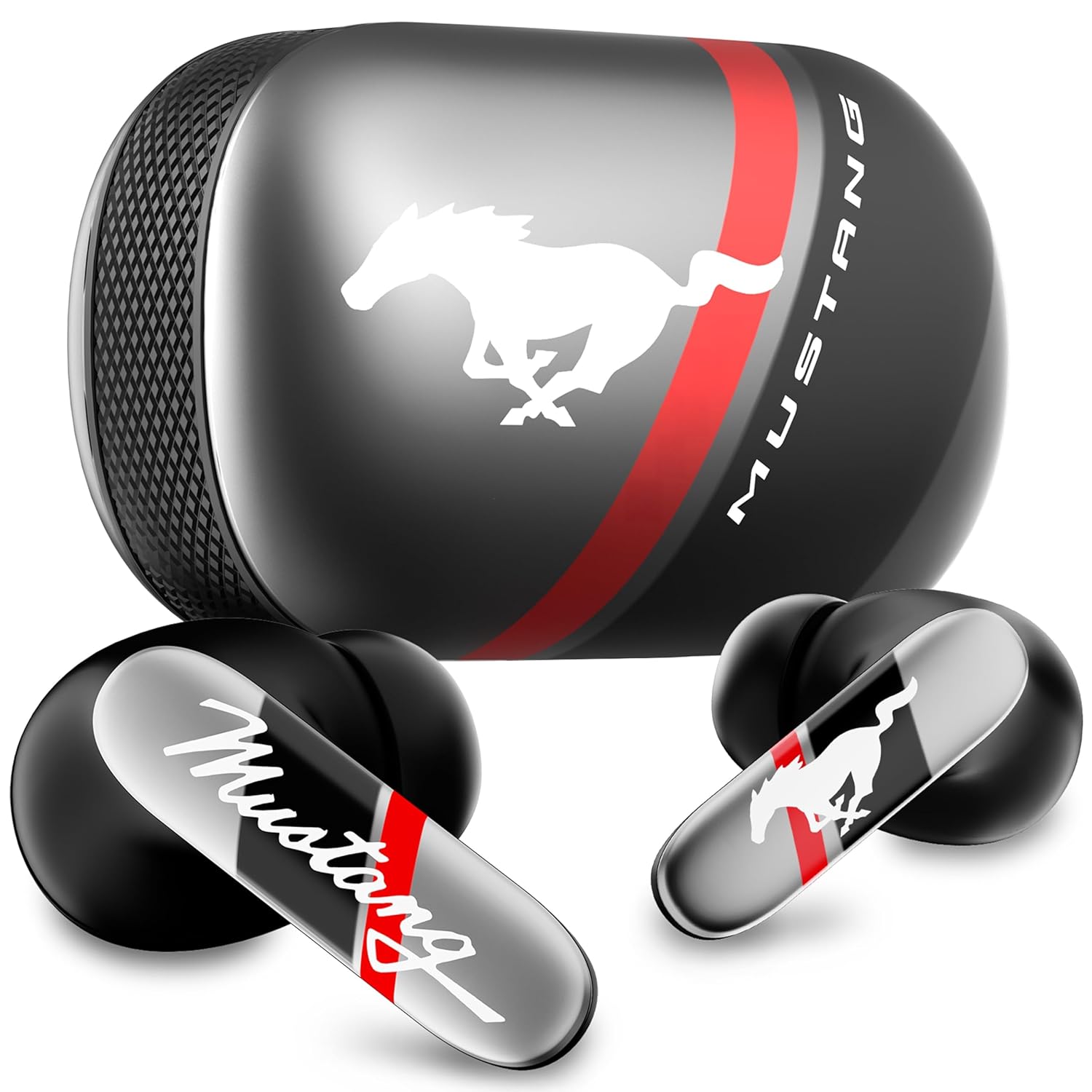 GOBOULT Mustang Dyno Earbuds with 60H Playtime, App Support, Dual Pairing, 4 Mics ENC, 45ms Low Latency, 13mm Drivers, Touch Controls, Made in India, IPX5 Ear Buds Wireless (Dyno Silver | Blue | Green | Silver | Yellow) (Upgrade)