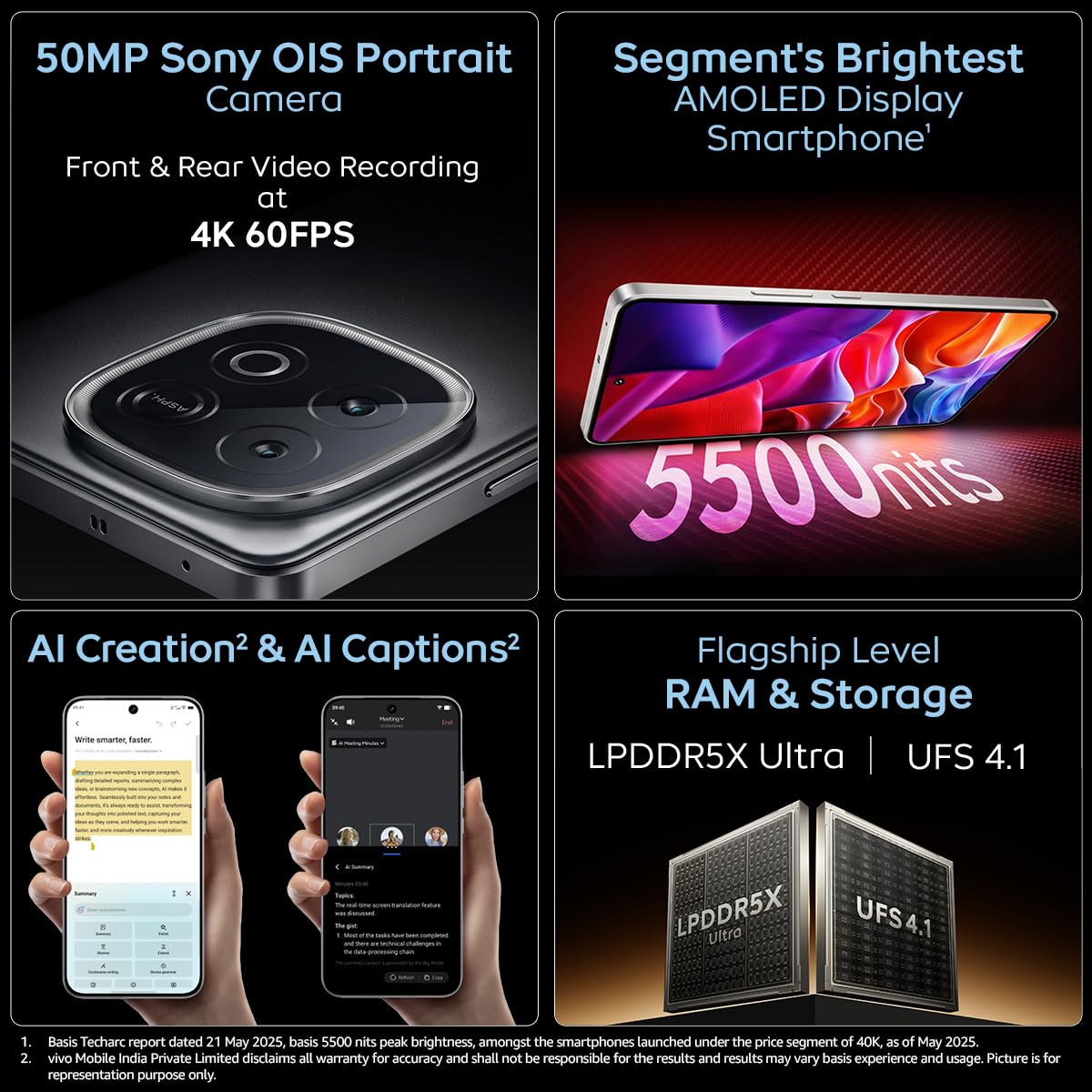 iQOO Neo 10 (Asphalt Black, 8GB RAM, 256GB Storage) | Segment's Fastest Processor* with Snapdragon 8s Gen 4 & Supercomputing chip Q1 | 120W FlashCharge | Segment's Brightest AMOLED Display* (Upgrade) - Image 4