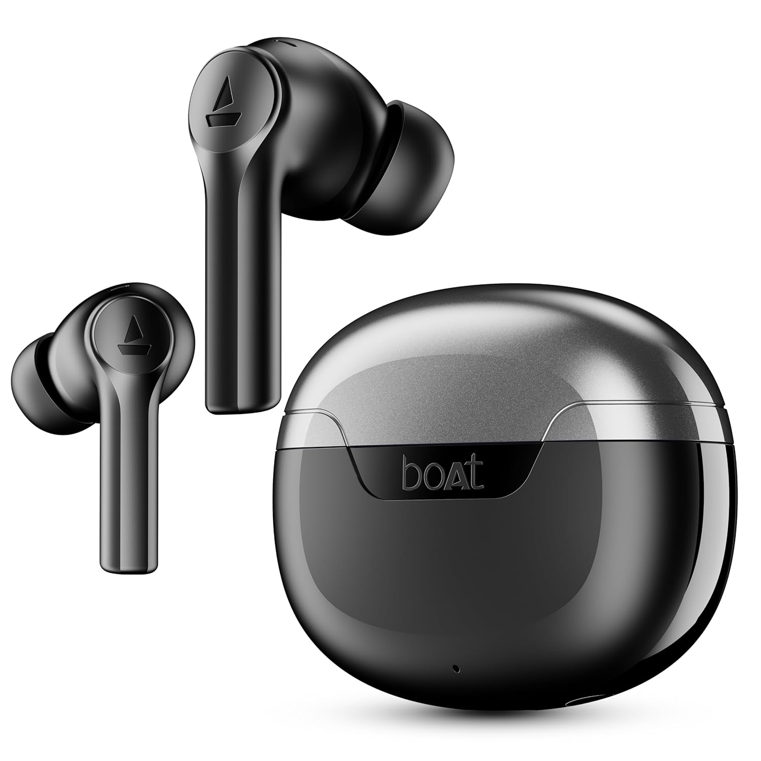 Boat Airdopes 300, Cinematic Spatial Audio, 50HRS Battery, 4Mic AI ENx, Fast Charge, App Support, Low Latency, IPX4, v5.3 Bluetooth Earbuds, TWS Ear Buds Wireless Earphones with mic (Gunmetal Black | Chrome White | Purple Haze) (Upgrade)