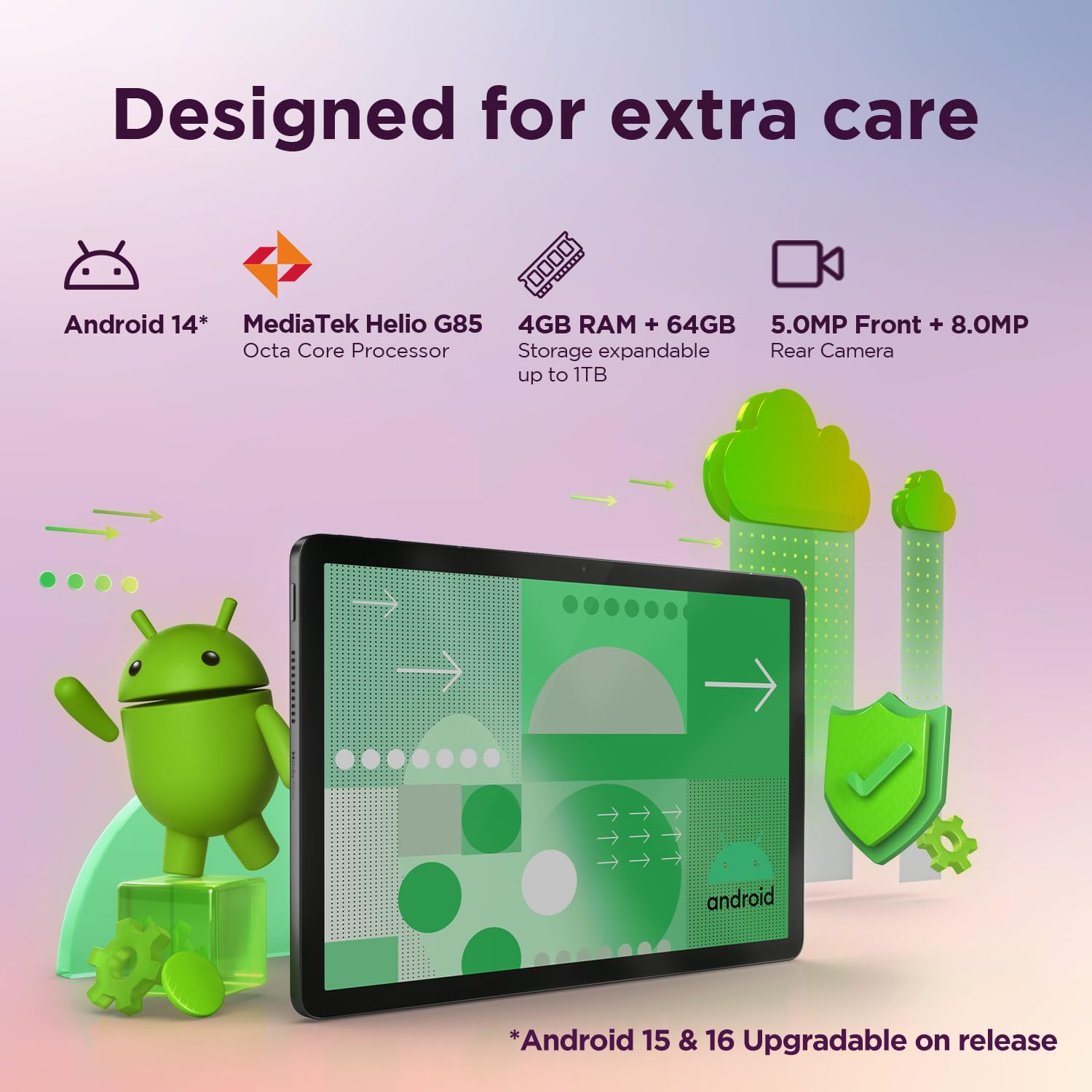 Lenovo Tab (Smartchoice) | 10.1 Inch Display| Wi-Fi Only| 4 GB RAM + 64 GB ROM (Expandable up to 1 TB)| Metal Body| Dual Speakers with Dolby Atmos| Android 14| Color, (Polar Blue | Grey) - Image 21