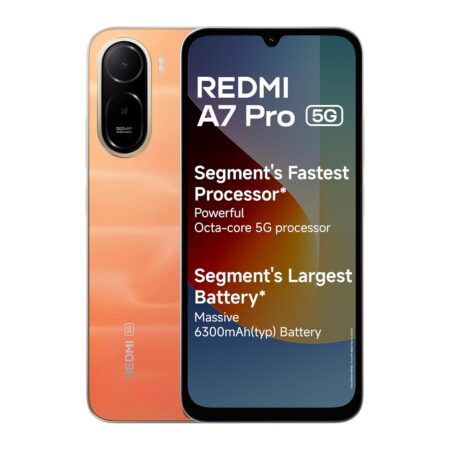 REDMI A7 Pro 5G (4GB RAM, 128GB Storage) | Segment's Fastest Processor | Segment's Largest Battery | Segment's Largest & Smoothest 6.9in 120Hz Display (Black | Mist Blue | Sunset Orange)