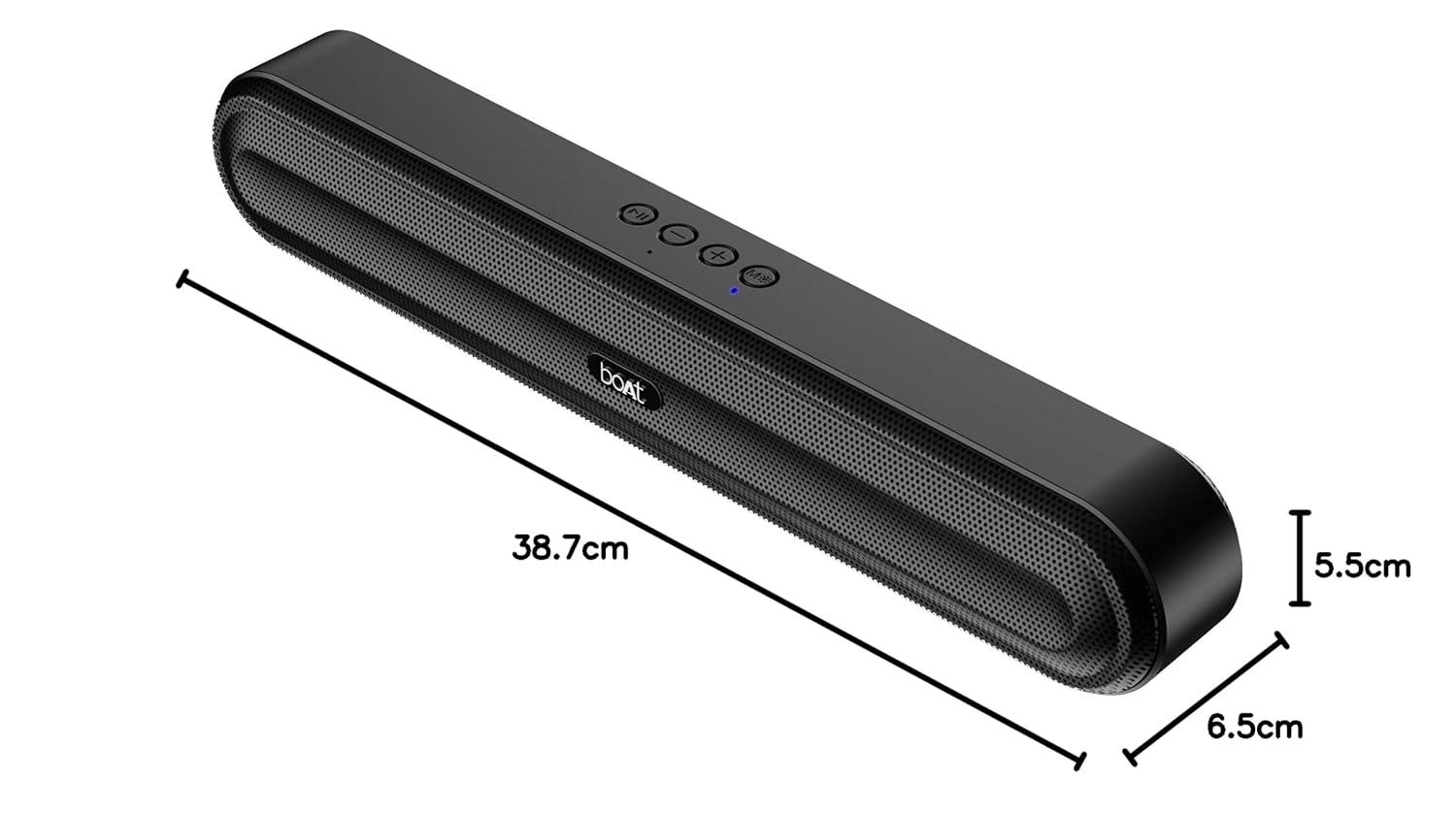 Boat Aavante Bar 490 10W Signature Sound, Dual Full-Range Drivers,7 HRS Battery, Built-in Mic,2.0 CH, TWS Feature,Multi Connect, Bluetooth Sound Bar, Soundbar Speaker, (Classic Black, 10W)