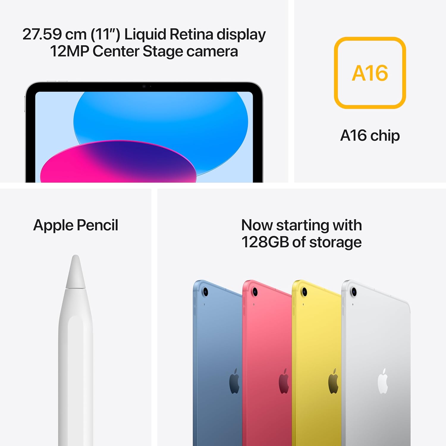 Apple iPad 11″: A16 chip, 27.69 cm (11″) Model, Liquid Retina Display, 128GB, Wi-Fi 6 + 5G Cellular, 12MP Front/12MP Back Camera, Touch ID, All-Day Battery Life — Blue (Upgrade) - Image 7