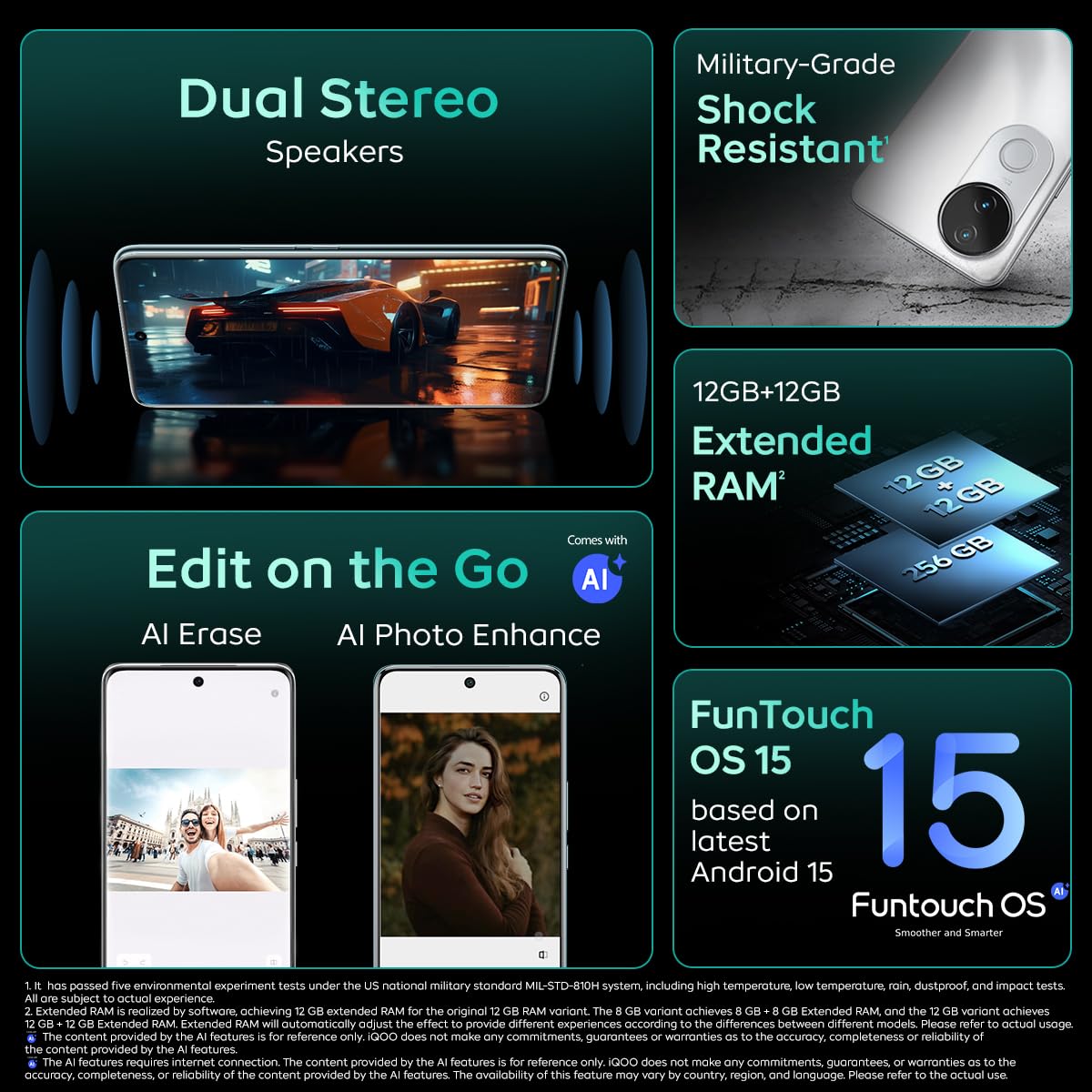 iQOO Z10R 5G (Aquamarine, 8GB RAM, 128GB Storage) | 32MP 4K Selfie Camera | Quad-Curved AMOLED Display | Dimensity 7400 Processor with 750K+ AnTuTu, (Quality Checked) - Image 8