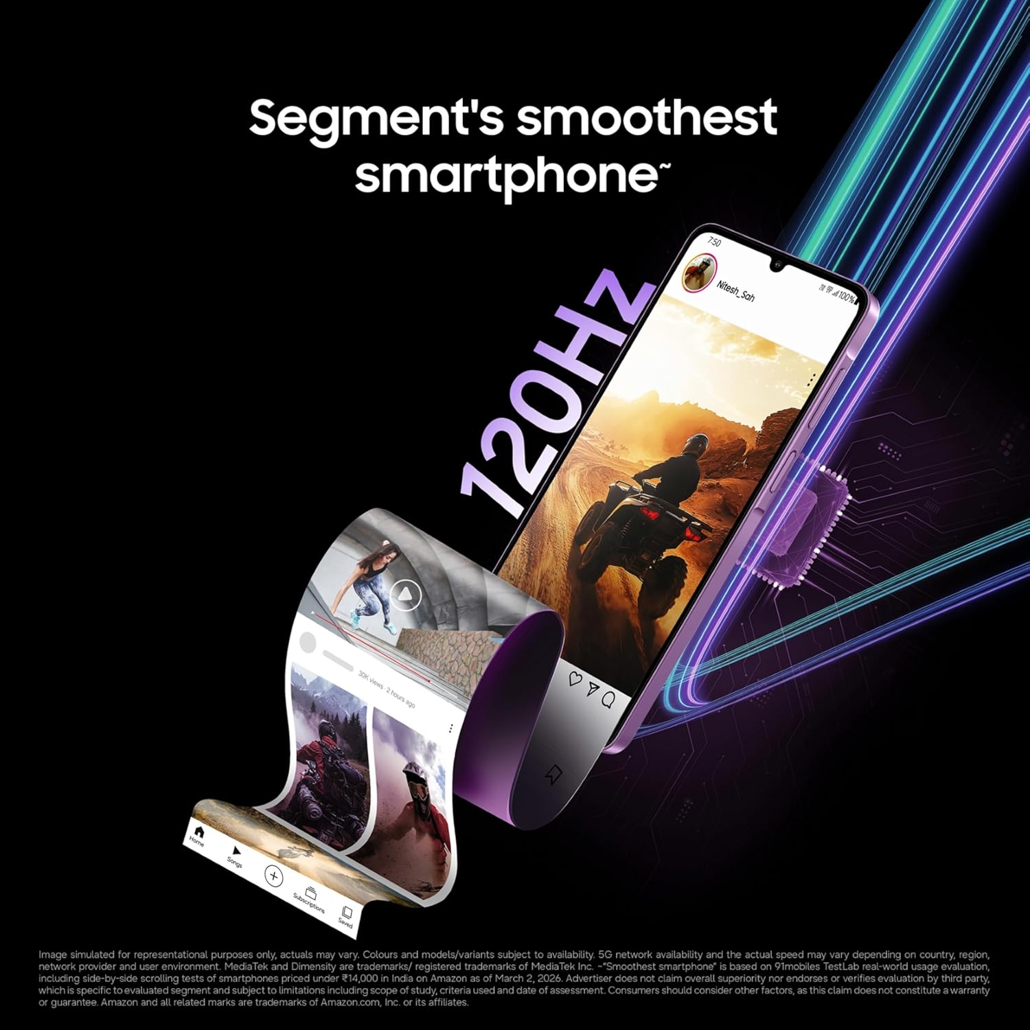 Samsung Galaxy M17e 5G Mobile (Vibe Violet, 6GB RAM, 128GB Storage) | Smoothest 120 Hz Refresh Rate| Monster 6000 mAh Battery | IP54 | 6 Gen OS Upgrades | AI | Gemini Live | Without Charger (Blitz Blue | Vibe Violet) - Image 9
