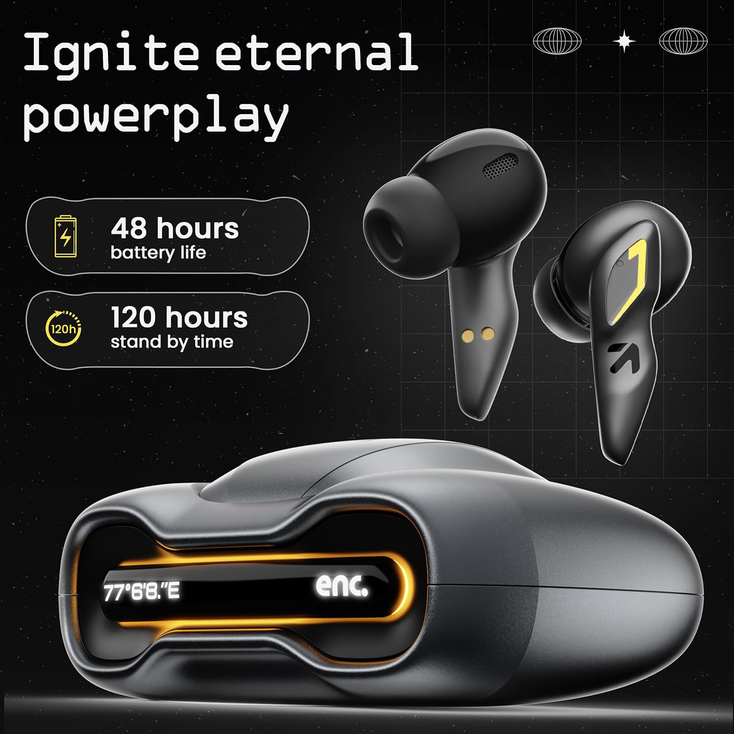 GOBOULT Astra Truly Wireless in Ear Earbuds with 48H Playtime, Built-in App Support, 45ms Low Latency Gaming, 4 Mics ENC, Breathing LEDs,13mm Bass Drivers, TWS Ear Buds (Smoky Metal | Black Gloss | White Opal | Powder Blue) - Image 15