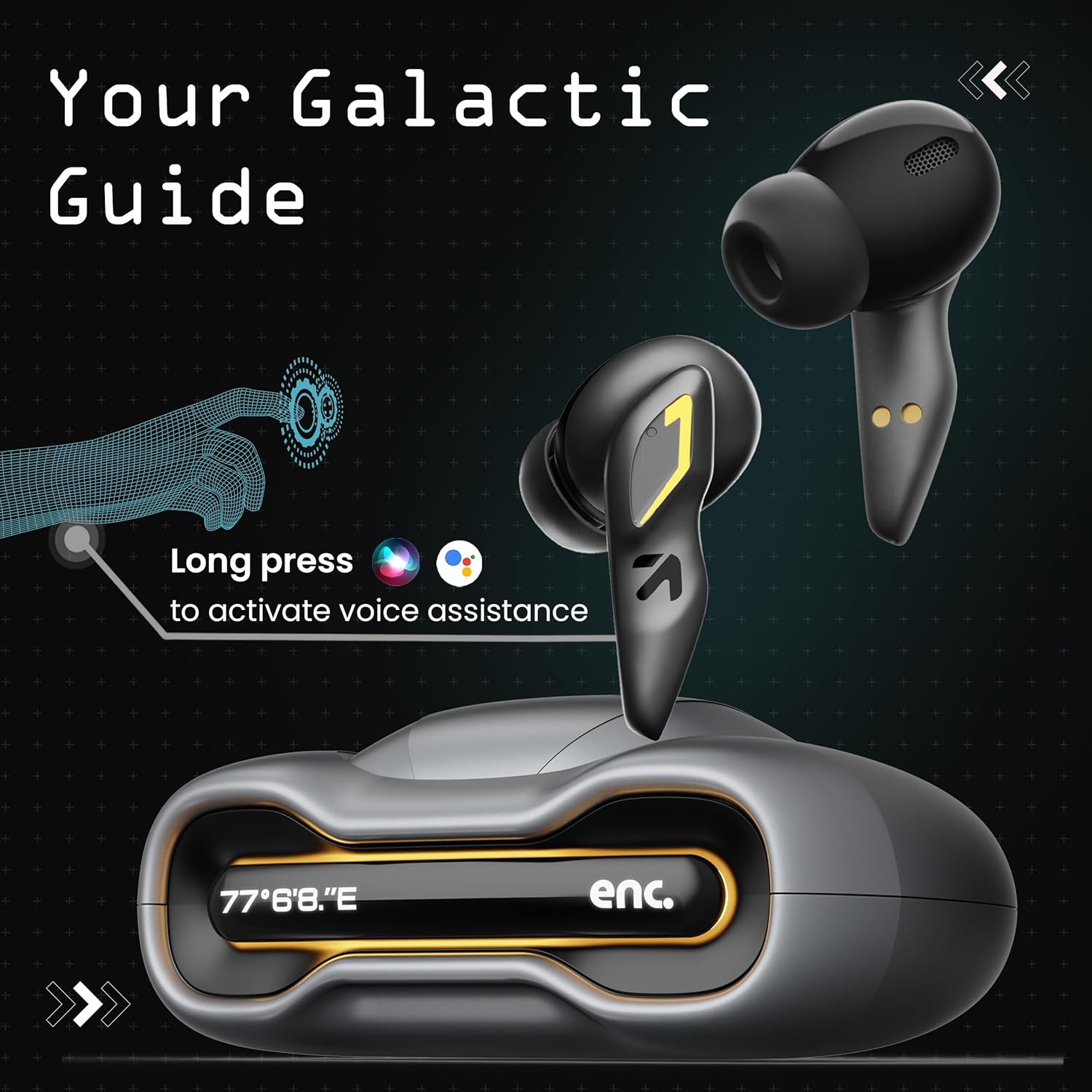 GOBOULT Astra Truly Wireless in Ear Earbuds with 48H Playtime, Built-in App Support, 45ms Low Latency Gaming, 4 Mics ENC, Breathing LEDs,13mm Bass Drivers, TWS Ear Buds (Smoky Metal | Black Gloss | White Opal | Powder Blue) - Image 10
