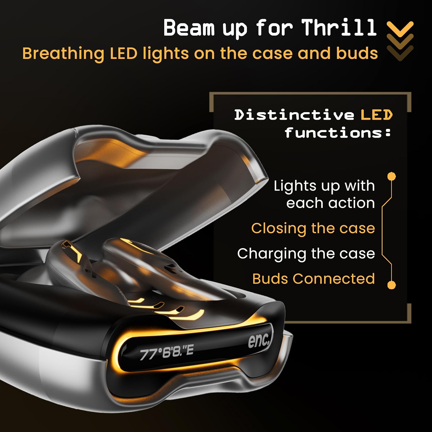 GOBOULT Astra Truly Wireless in Ear Earbuds with 48H Playtime, Built-in App Support, 45ms Low Latency Gaming, 4 Mics ENC, Breathing LEDs,13mm Bass Drivers, TWS Ear Buds (Smoky Metal | Black Gloss | White Opal | Powder Blue) - Image 11