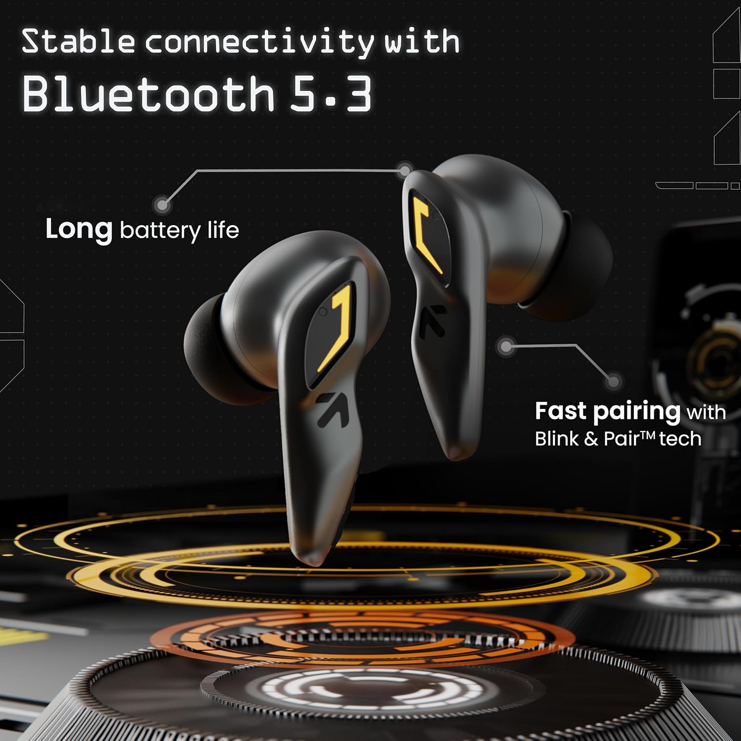 GOBOULT Astra Truly Wireless in Ear Earbuds with 48H Playtime, Built-in App Support, 45ms Low Latency Gaming, 4 Mics ENC, Breathing LEDs,13mm Bass Drivers, TWS Ear Buds (Smoky Metal | Black Gloss | White Opal | Powder Blue) - Image 12