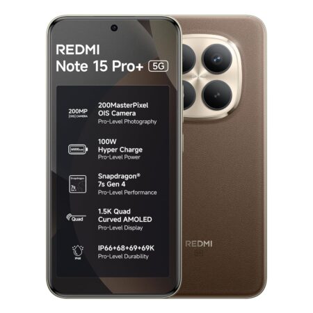 REDMI Note 15 Pro+ 5G (Carbon Black, 8GB + 256GB) | 200MasterPixel OIS Camera | Snapdragon 7s Gen 4 | CrystalRes AMOLED | IP69/69K | 6500mAh Si/C Battery | 100W HyperCharge (Coffee Mocha |  Mirage Blue | Carbon Black)